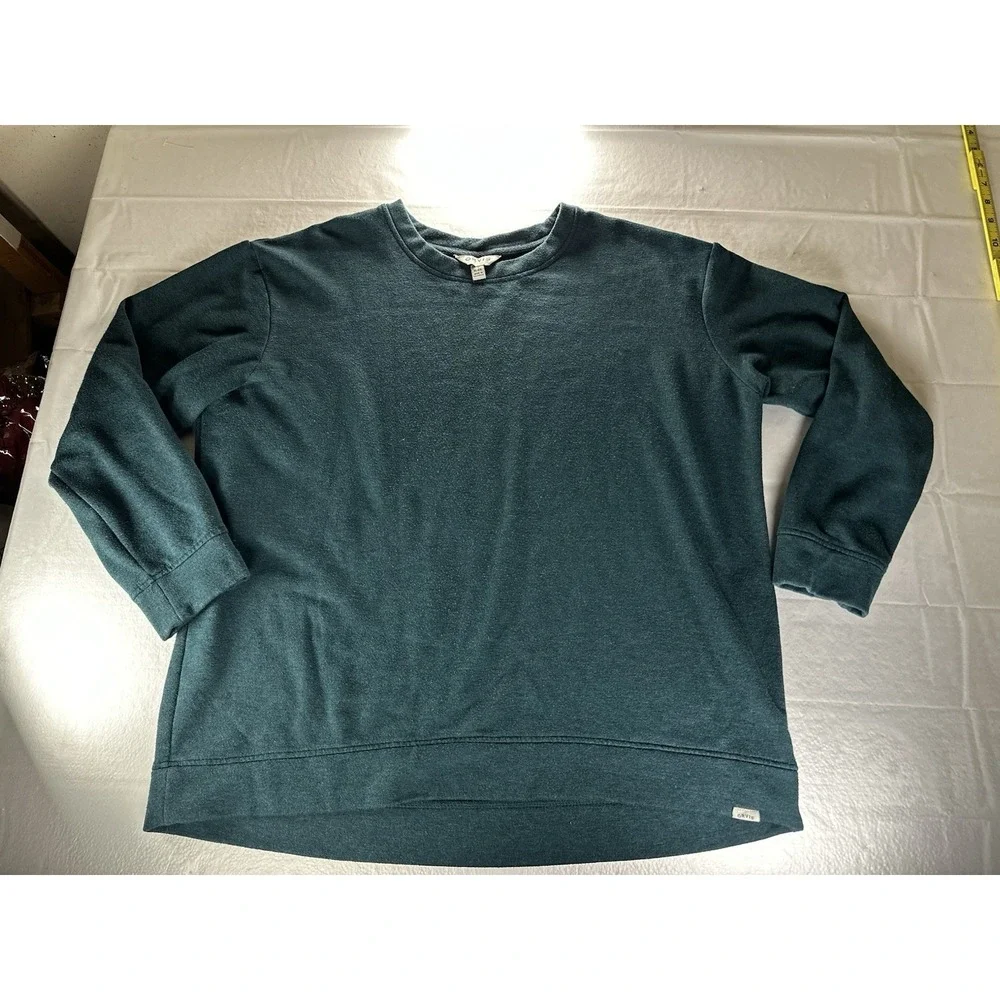 Orvis Sweater Mens XL Teal Green Modal Blend Long Sleeve‎ Crewneck Pullover